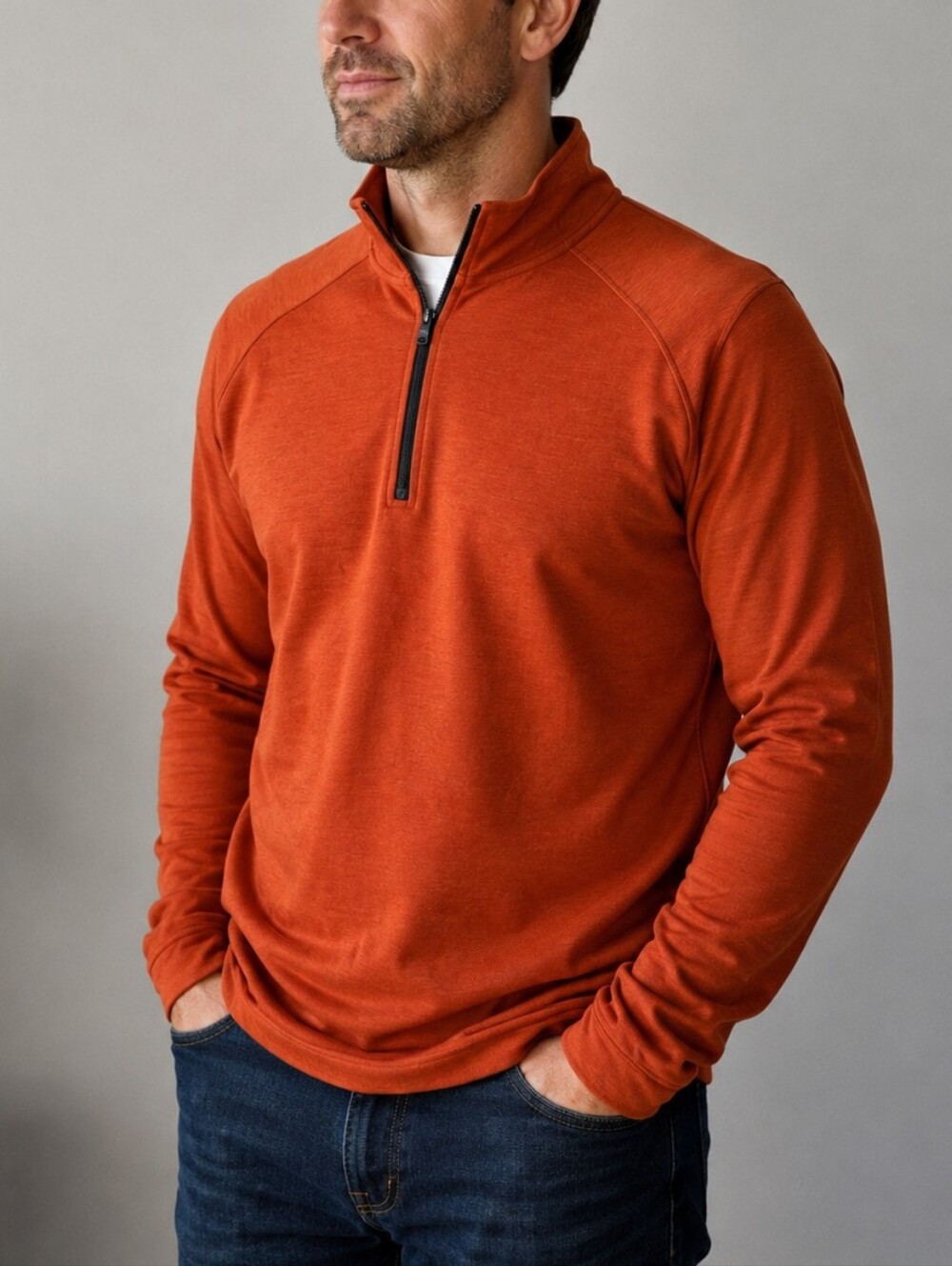 Banana Republic Merino Blend Quarter Zip Pullover Orange Men's L